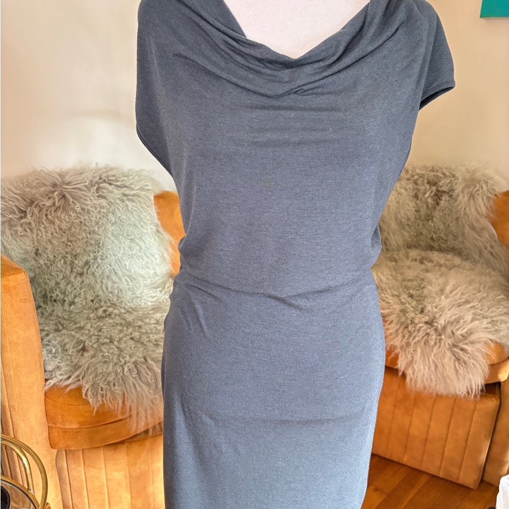 Helmut Lang Charcoal Cowl Neck Midi Dress